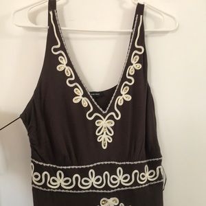 INC Sleeveless Brown Embroidered Maxi dress